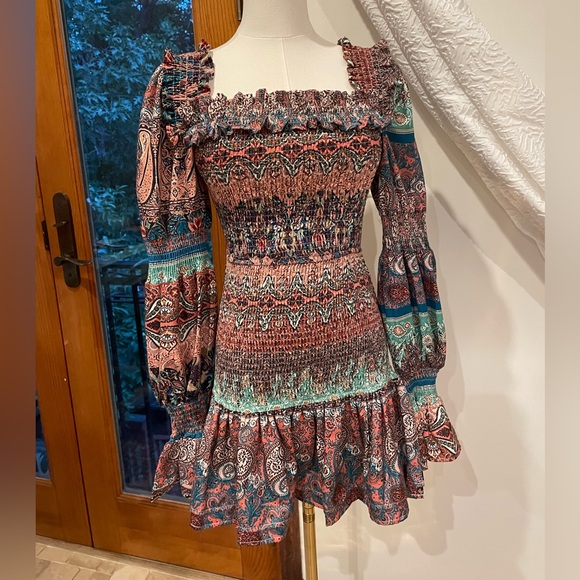 NWT Misguided Bohemian Off-Shoulder Dress Bandeau 4 Boho Heavy cotton - Picture 2 of 4